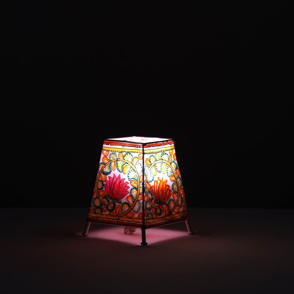 Handpainted Tholu Bommalata Leather Table Lamp (Small) 28