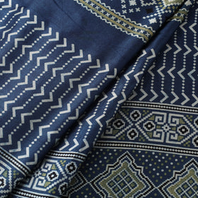 Blue Natural Dyed Mashru Silk Ajrakh Print Fabric