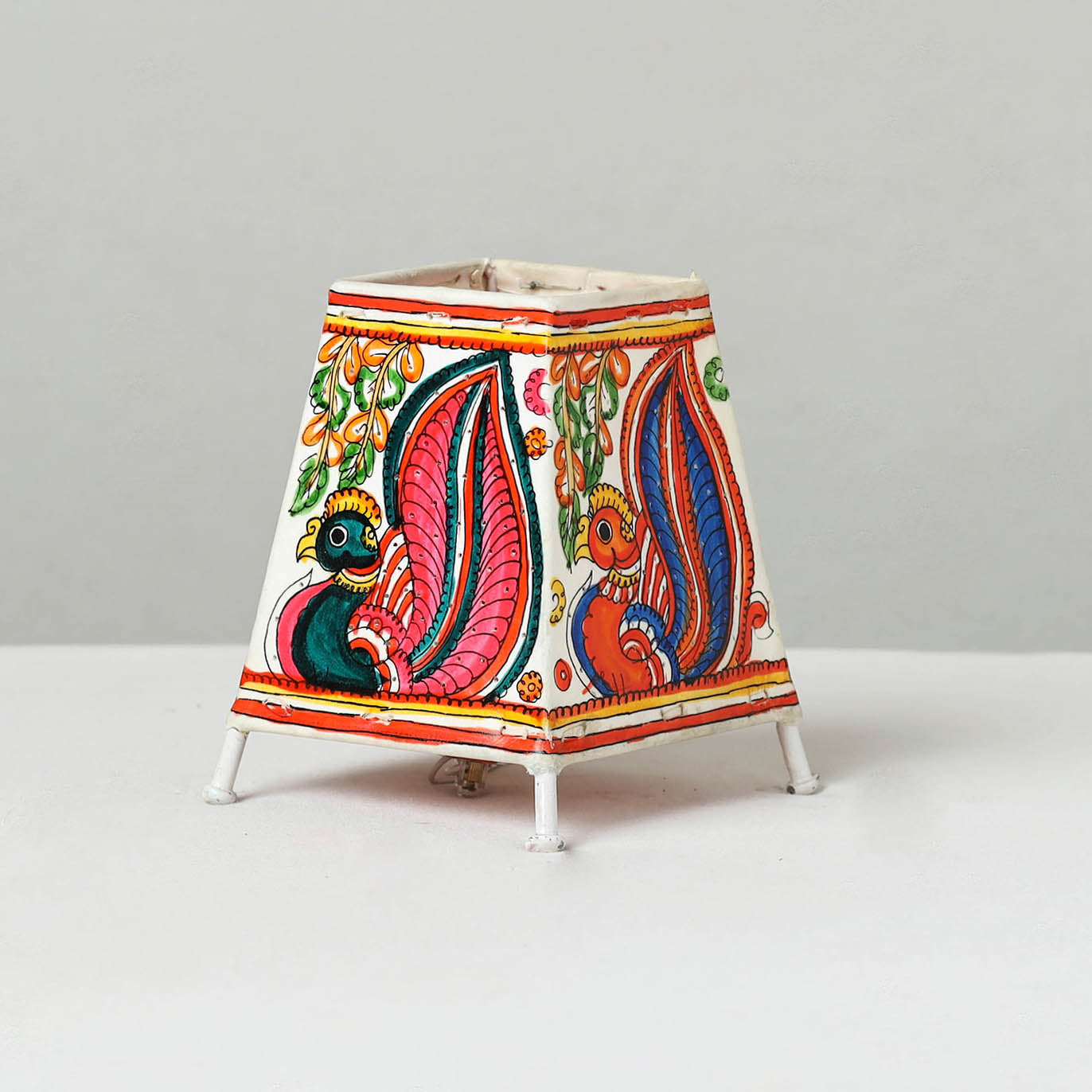 Handpainted Tholu Bommalata Leather Table Lamp (Small) 29