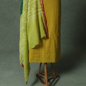 Yellow - Jacquard Woven Cotton 2pc Unstitched Dress Material Kurta Set with Jewellery 31