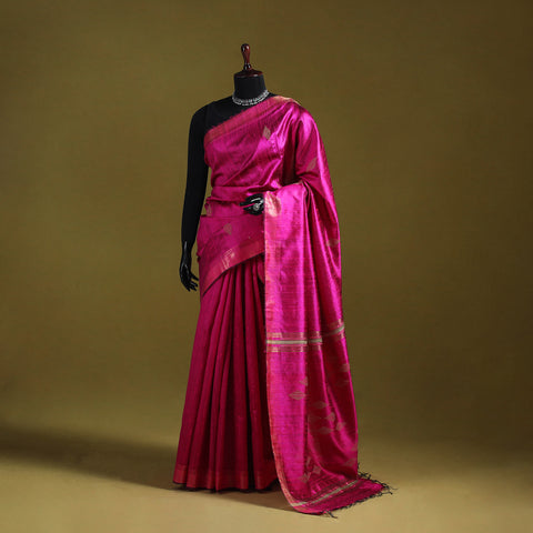 Handloom Tussar Silk Zari Border Bhagalpuri Saree 11