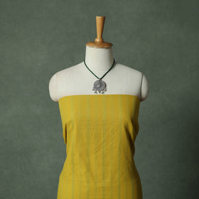 Yellow - Jacquard Woven Cotton 2pc Unstitched Dress Material Kurta Set with Jewellery 31
