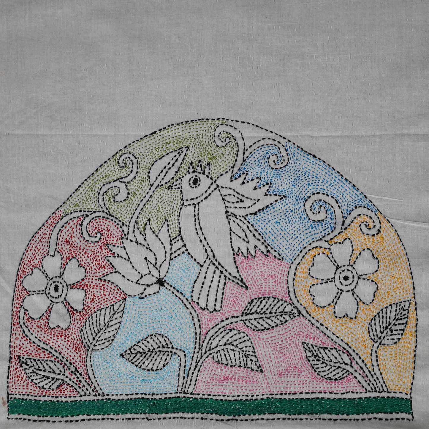 Bengal Kantha Hand Embroidered Cotton Blouse Piece 80