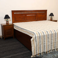 White - Pure Handloom Cotton Double Bed Cover from Bijnor 26