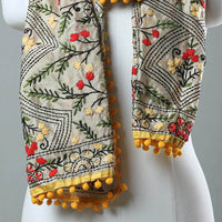 Yellow - Ranihati Chanderi Silk Phulkari Embroidered Stole 156