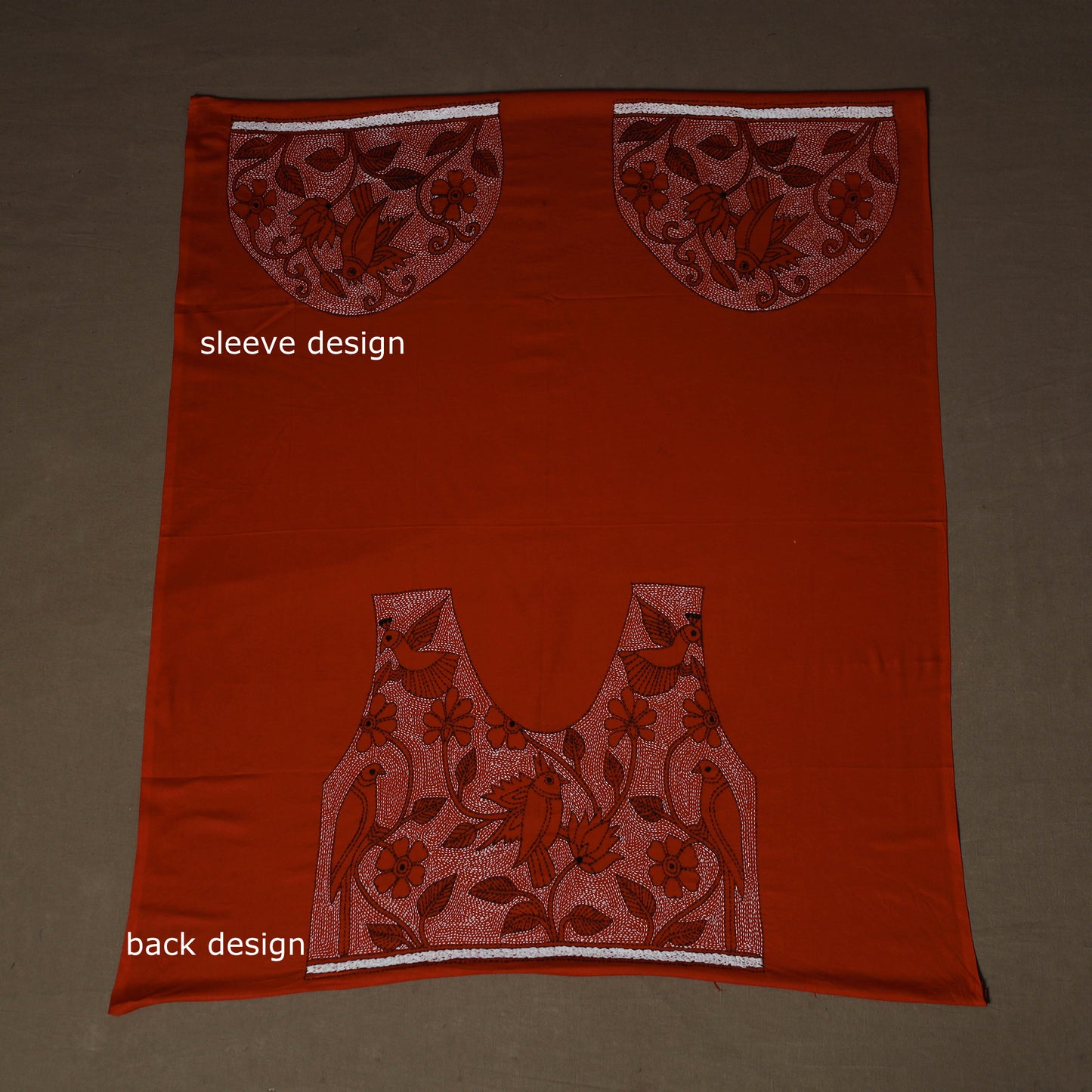 Bengal Kantha Hand Embroidered Cotton Blouse Piece 78