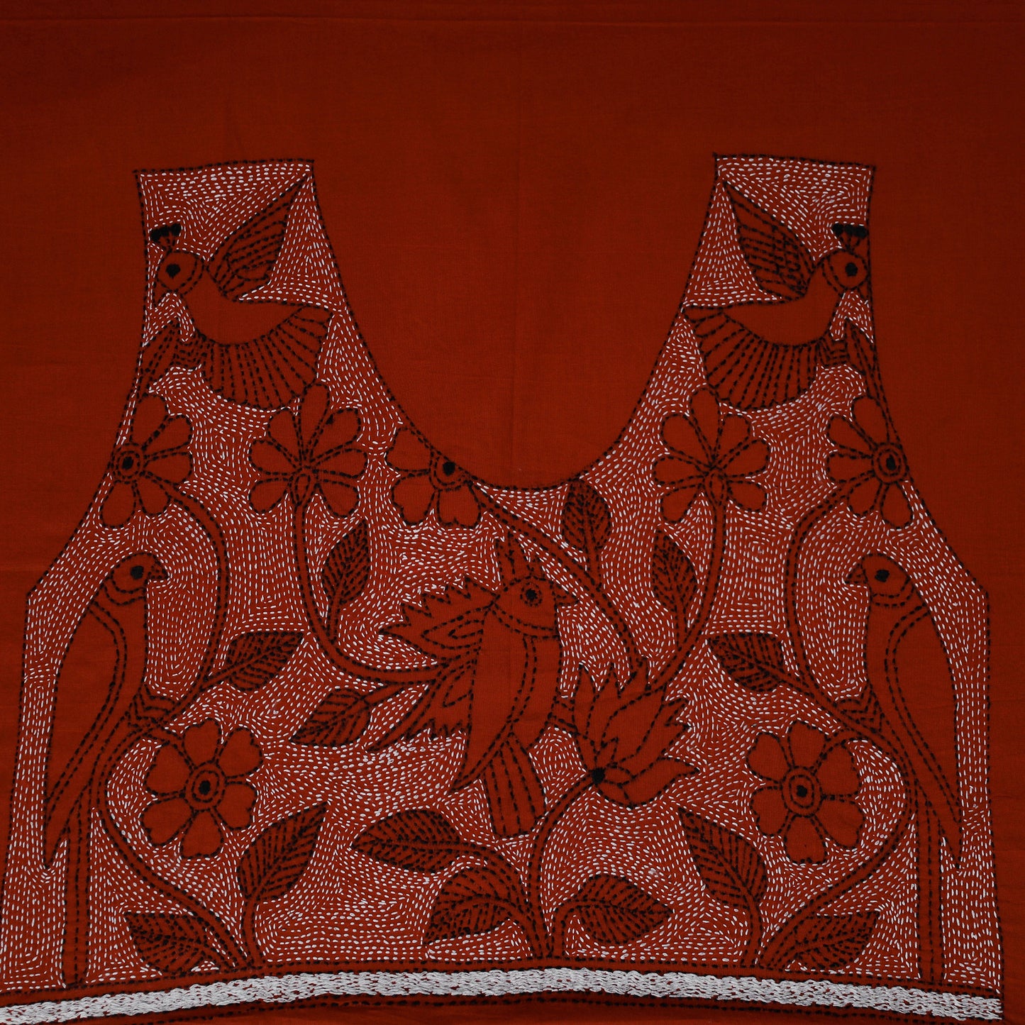 Bengal Kantha Hand Embroidered Cotton Blouse Piece 78