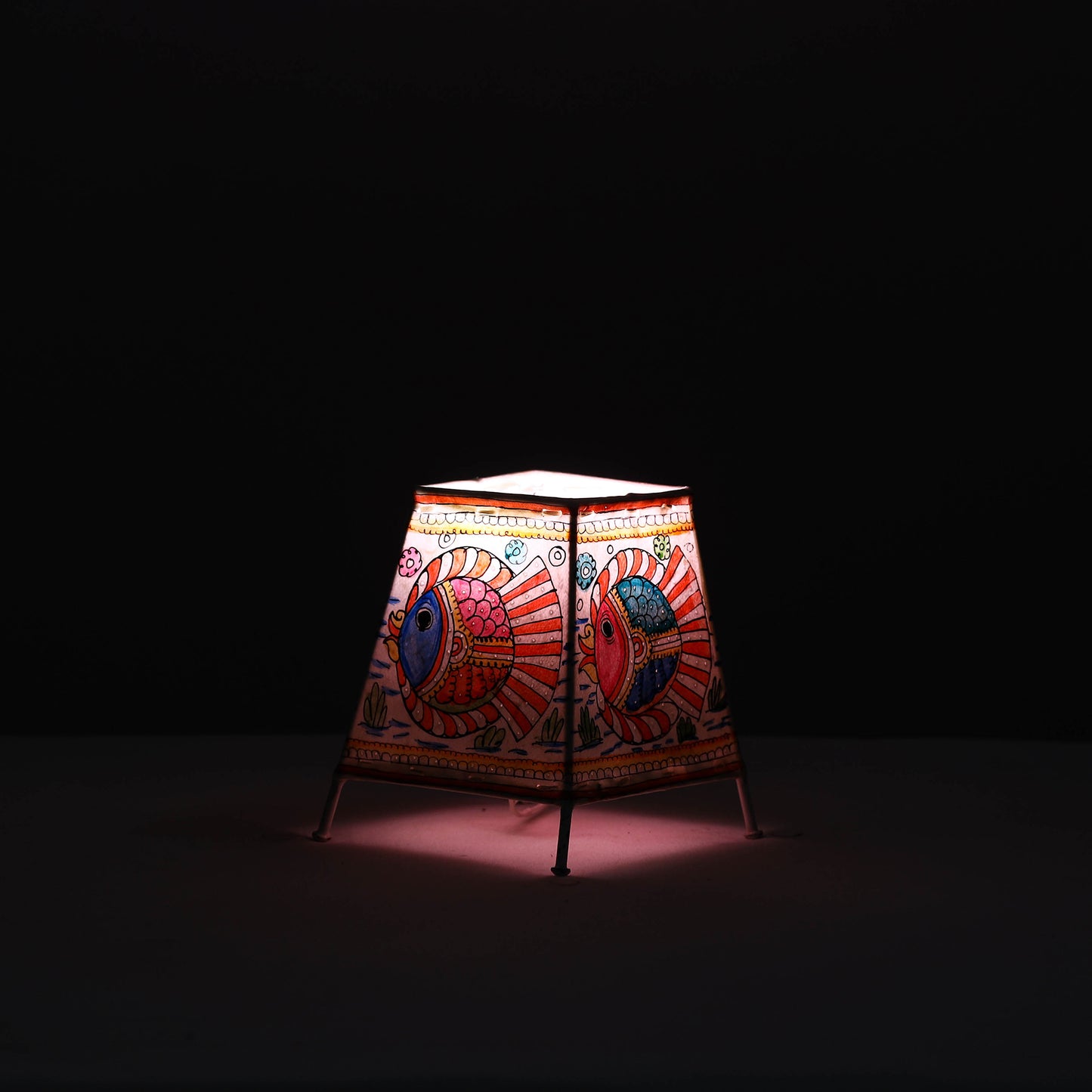 Handpainted Tholu Bommalata Leather Table Lamp (Small) 32