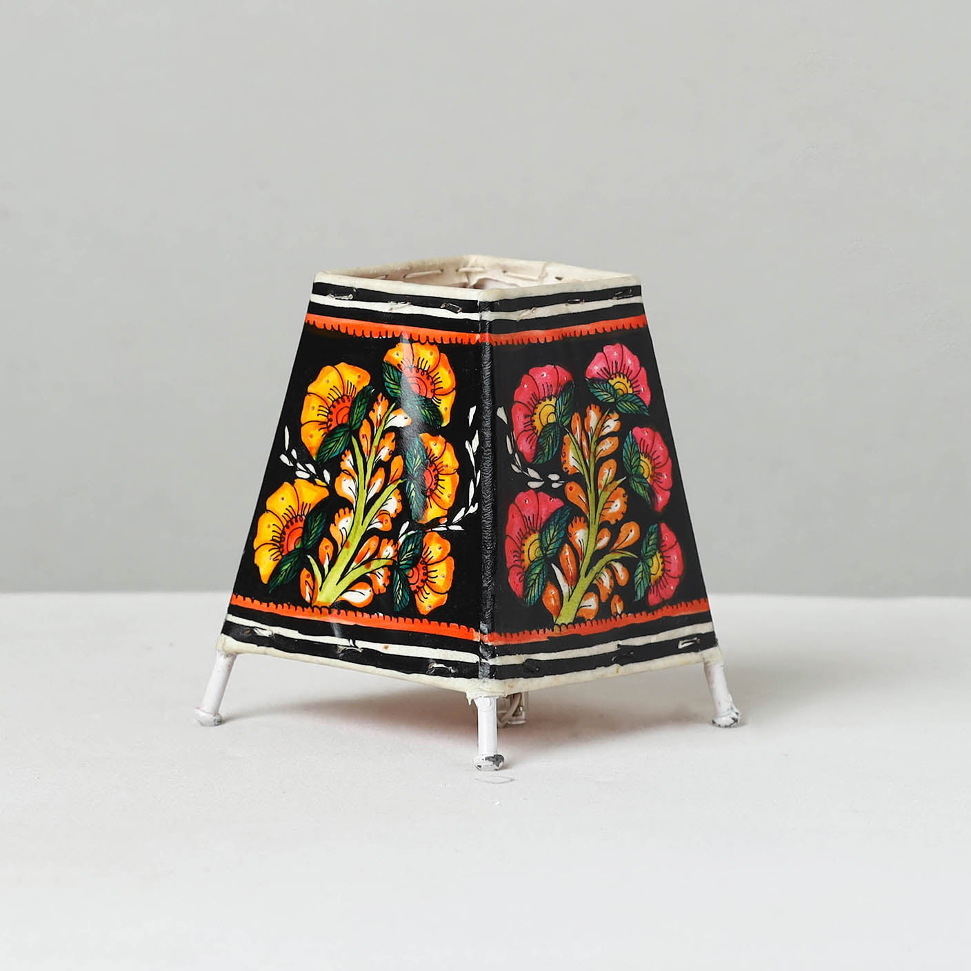 Handpainted Tholu Bommalata Leather Table Lamp (Small) 33