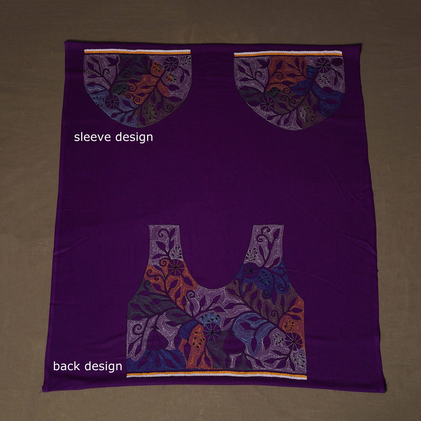 Bengal Kantha Hand Embroidered Cotton Blouse Piece 77