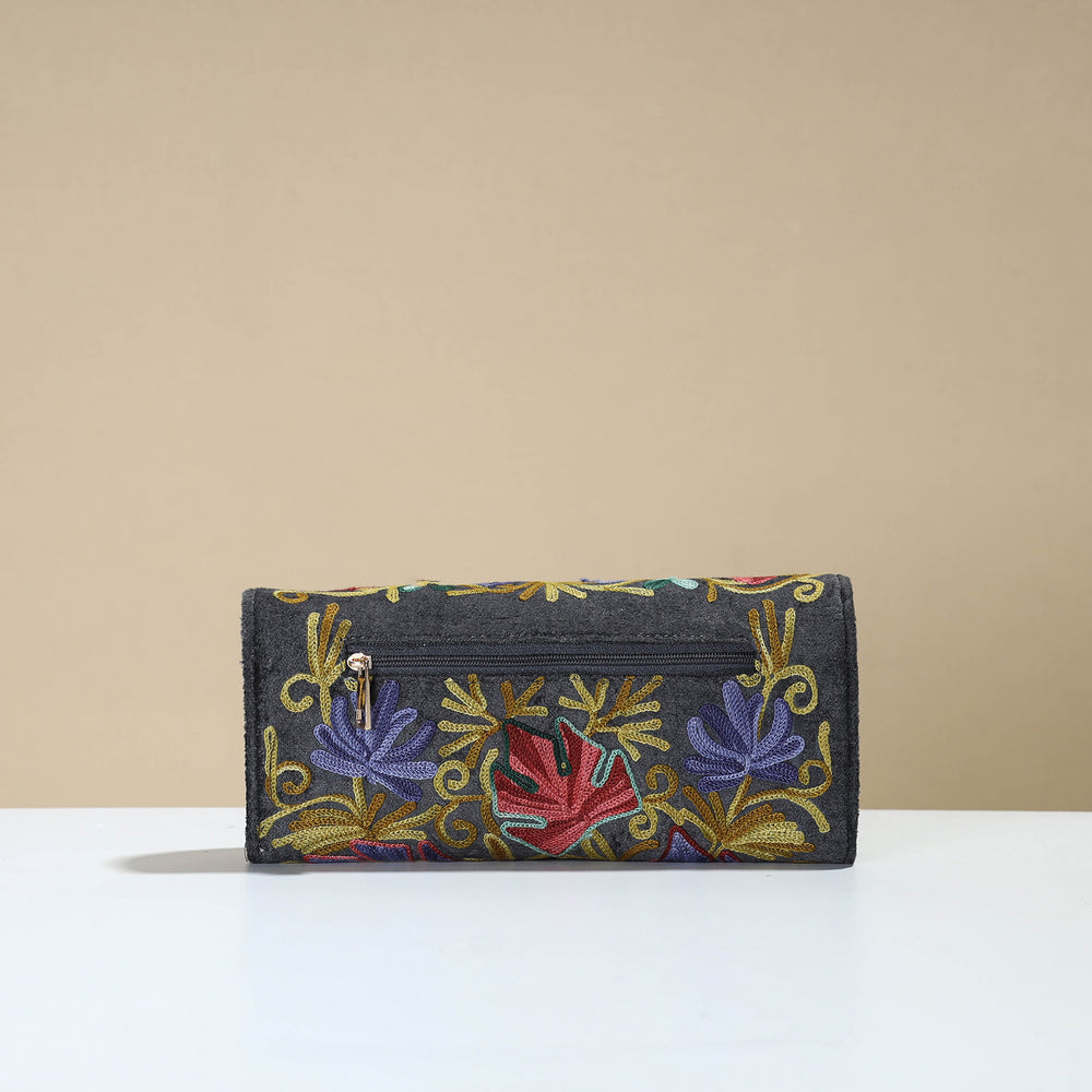 Authentic Kashmiri Crewel Embroidery Velvet Travel Wallet 76