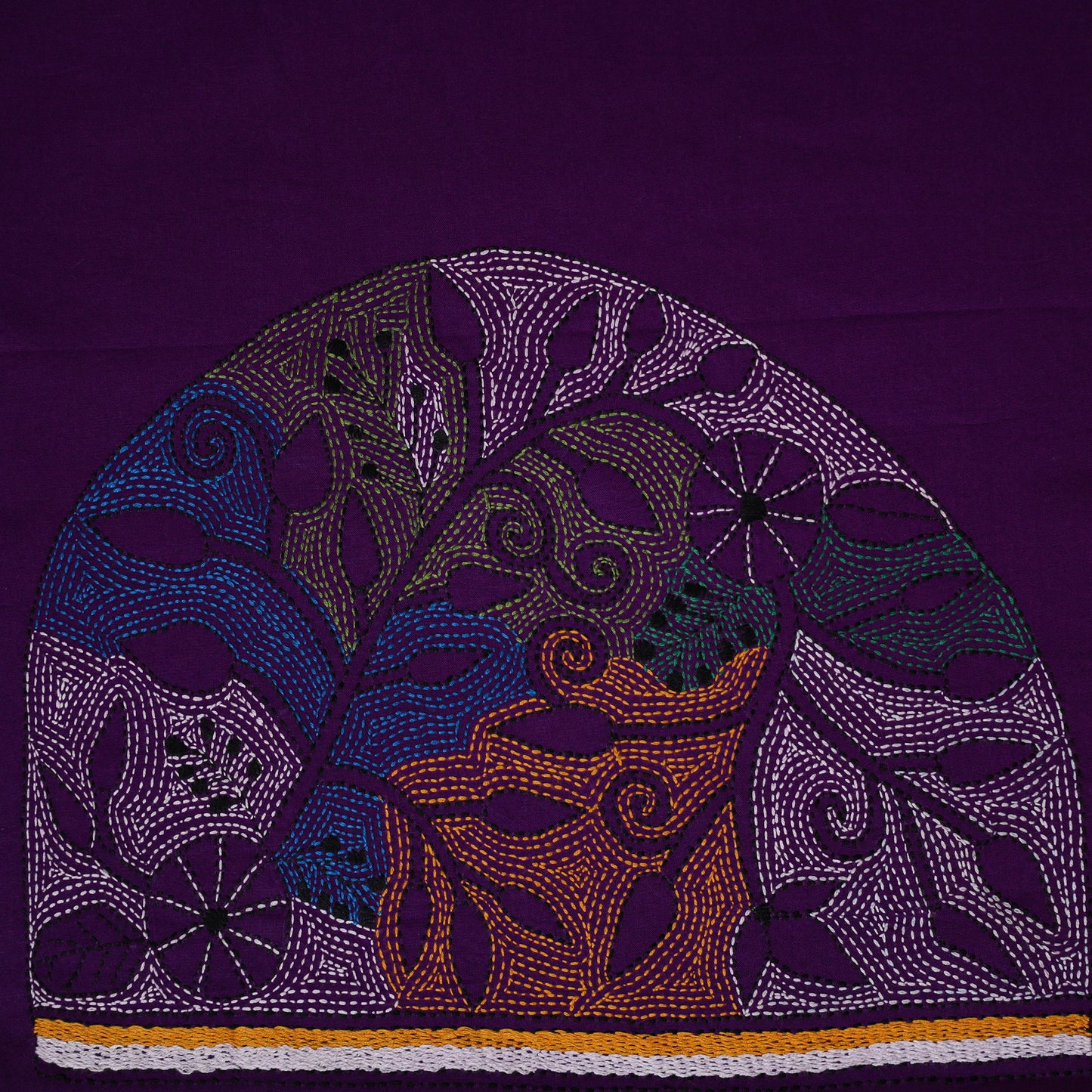 Bengal Kantha Hand Embroidered Cotton Blouse Piece 77