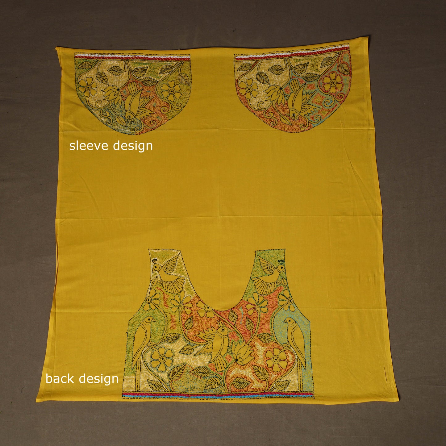 Bengal Kantha Hand Embroidered Cotton Blouse Piece 76