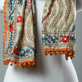 Orange Hand Embroidered Stole Online in India