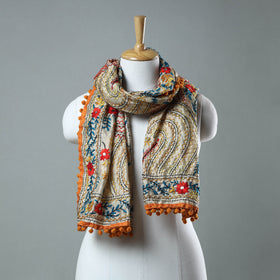 Orange Hand Embroidered Stole Online in India