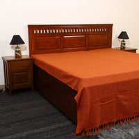 Dark Orange - Pure Handloom Cotton Double Bed Cover from Bijnor 28