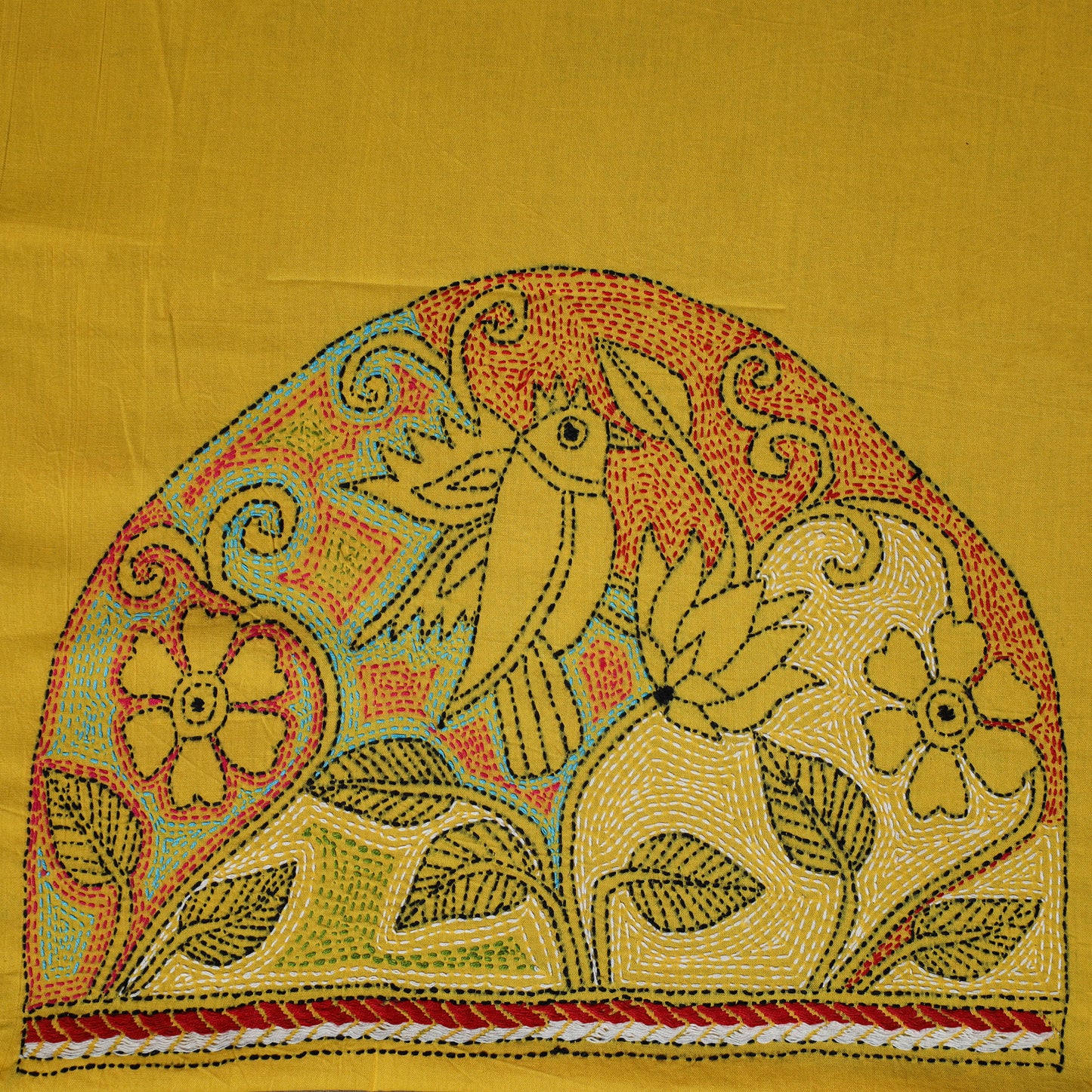 Bengal Kantha Hand Embroidered Cotton Blouse Piece 76