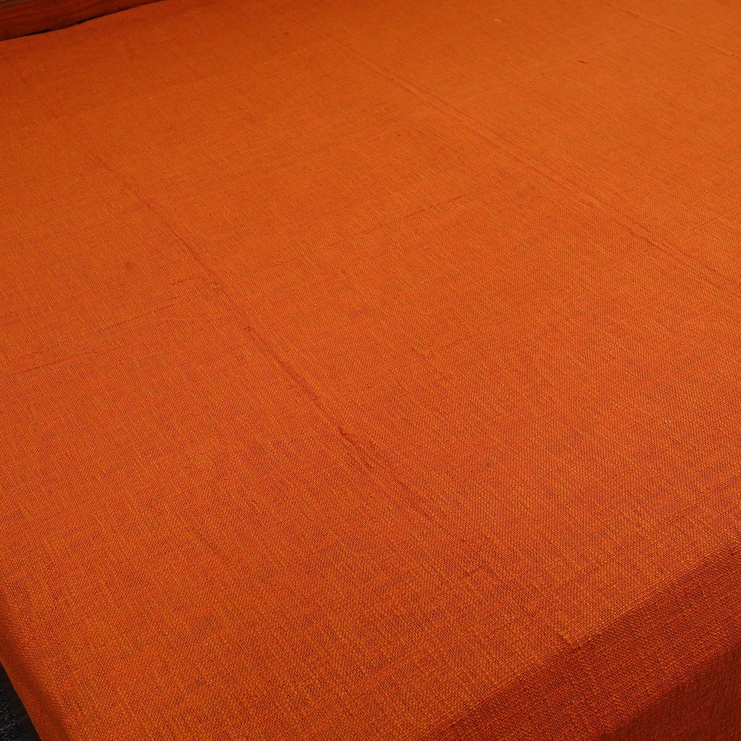 Dark Orange - Pure Handloom Cotton Double Bed Cover from Bijnor 28