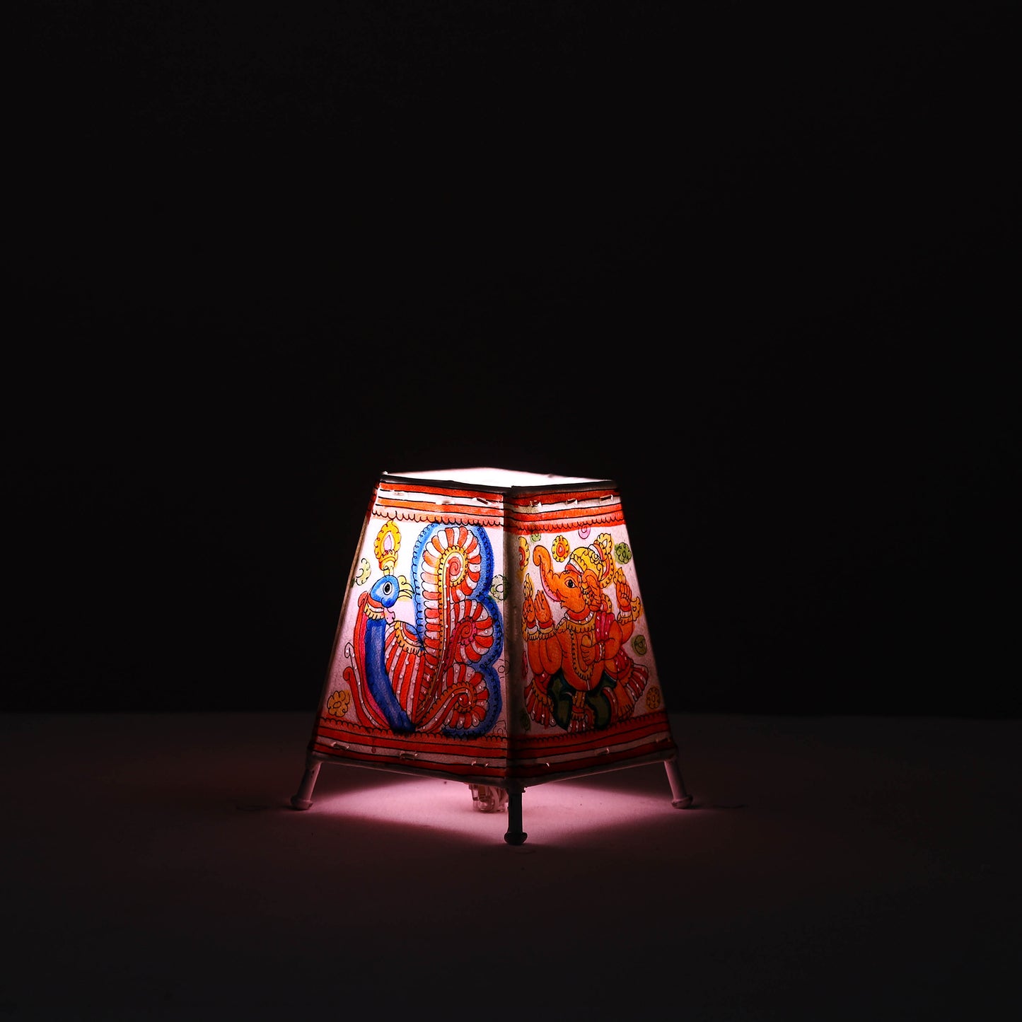 Handpainted Tholu Bommalata Leather Table Lamp (Small) 34