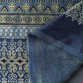 Blue Natural Dyed Mashru Silk Ajrakh Print Fabric