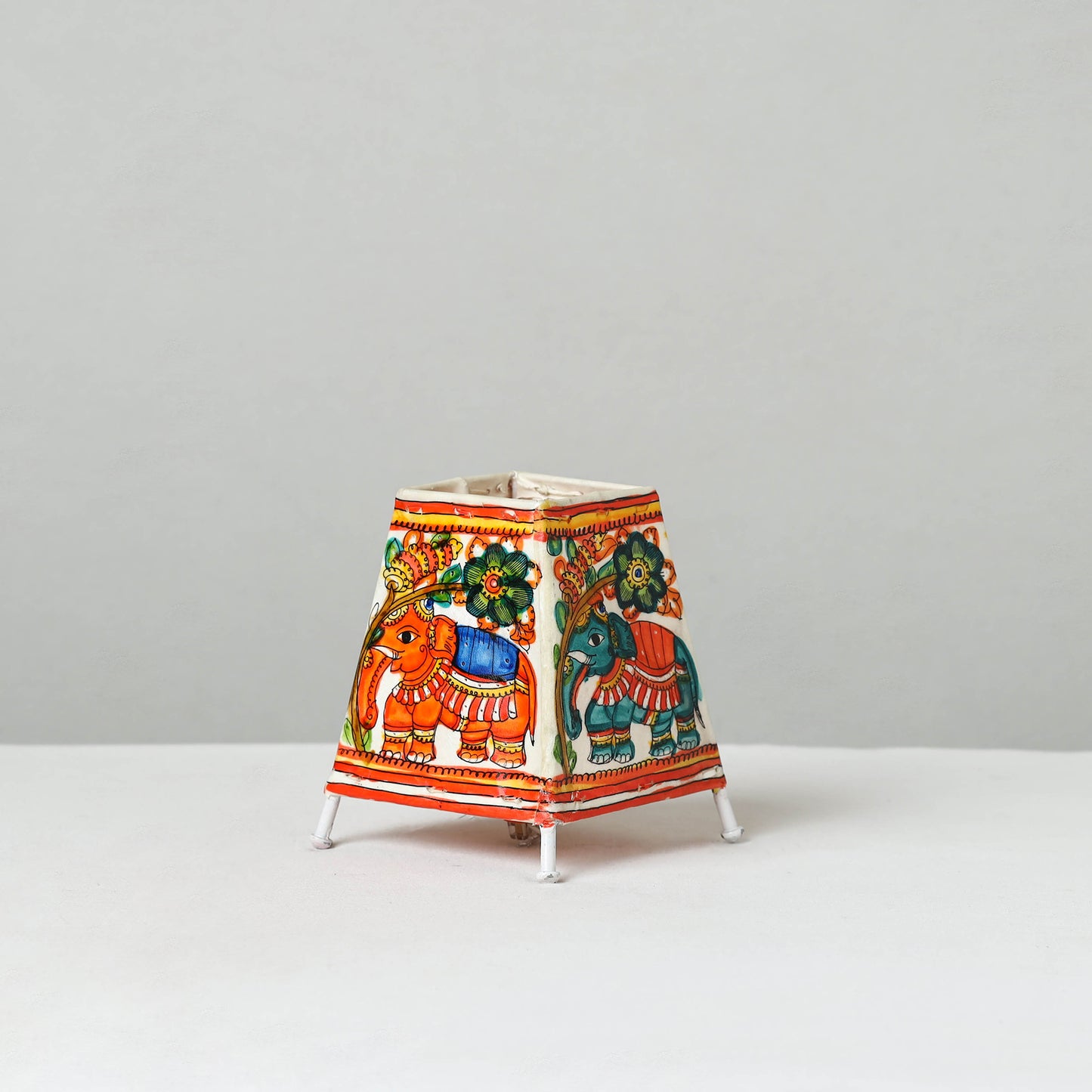 Handpainted Tholu Bommalata Leather Table Lamp (Small) 35