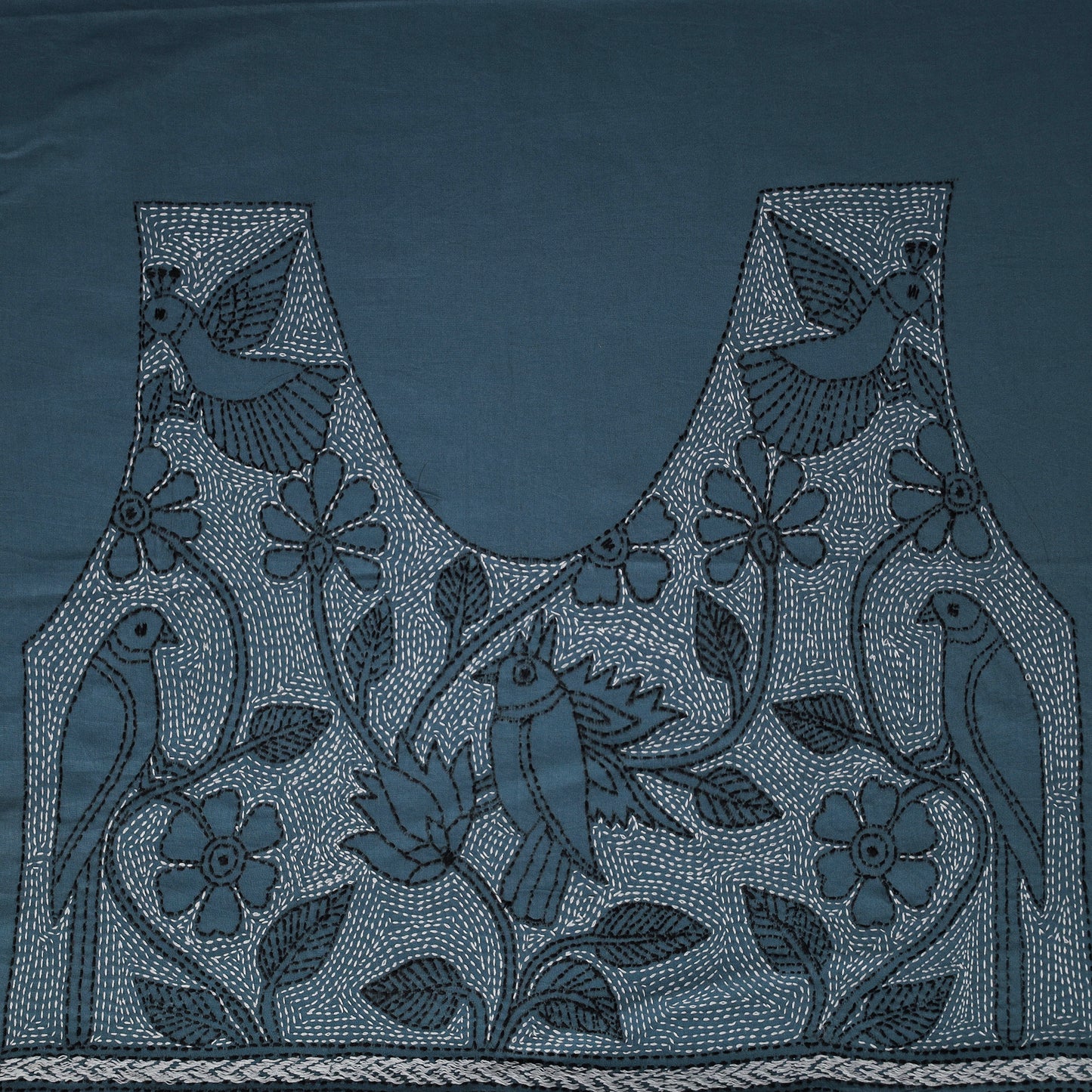 Bengal Kantha Hand Embroidered Cotton Blouse Piece 75