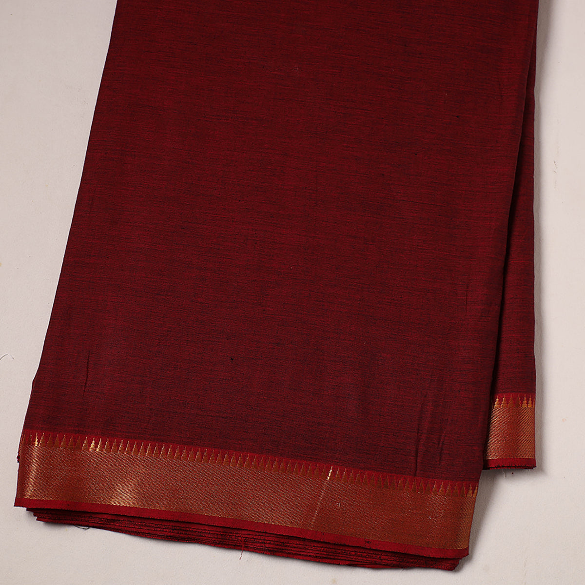 Maroon - Mangalagiri Cotton Fabric with Zari Border 04