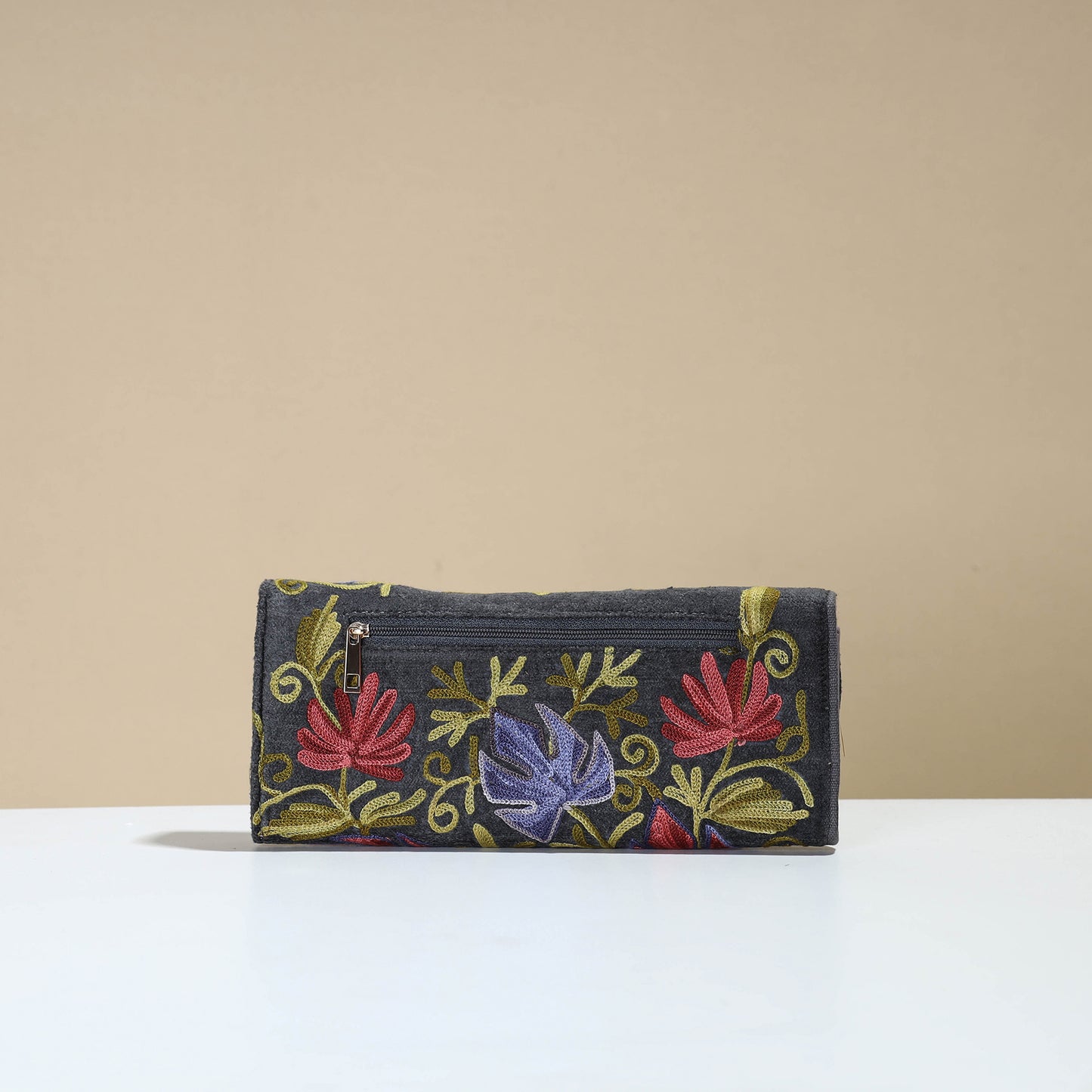 Authentic Kashmiri Crewel Embroidery Velvet Travel Wallet 78