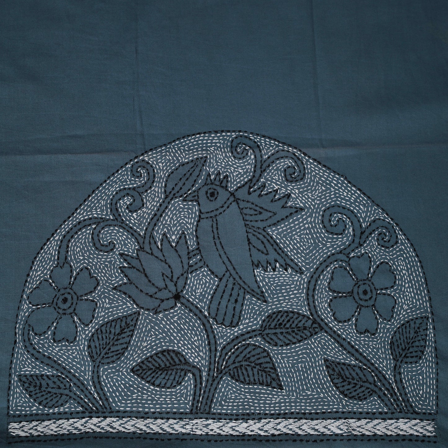 Bengal Kantha Hand Embroidered Cotton Blouse Piece 75