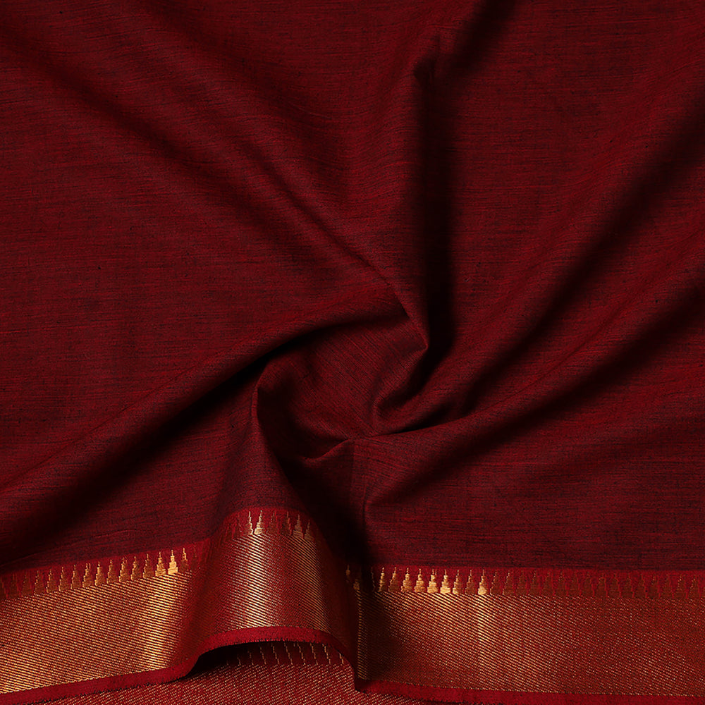 Maroon - Mangalagiri Cotton Fabric with Zari Border 04