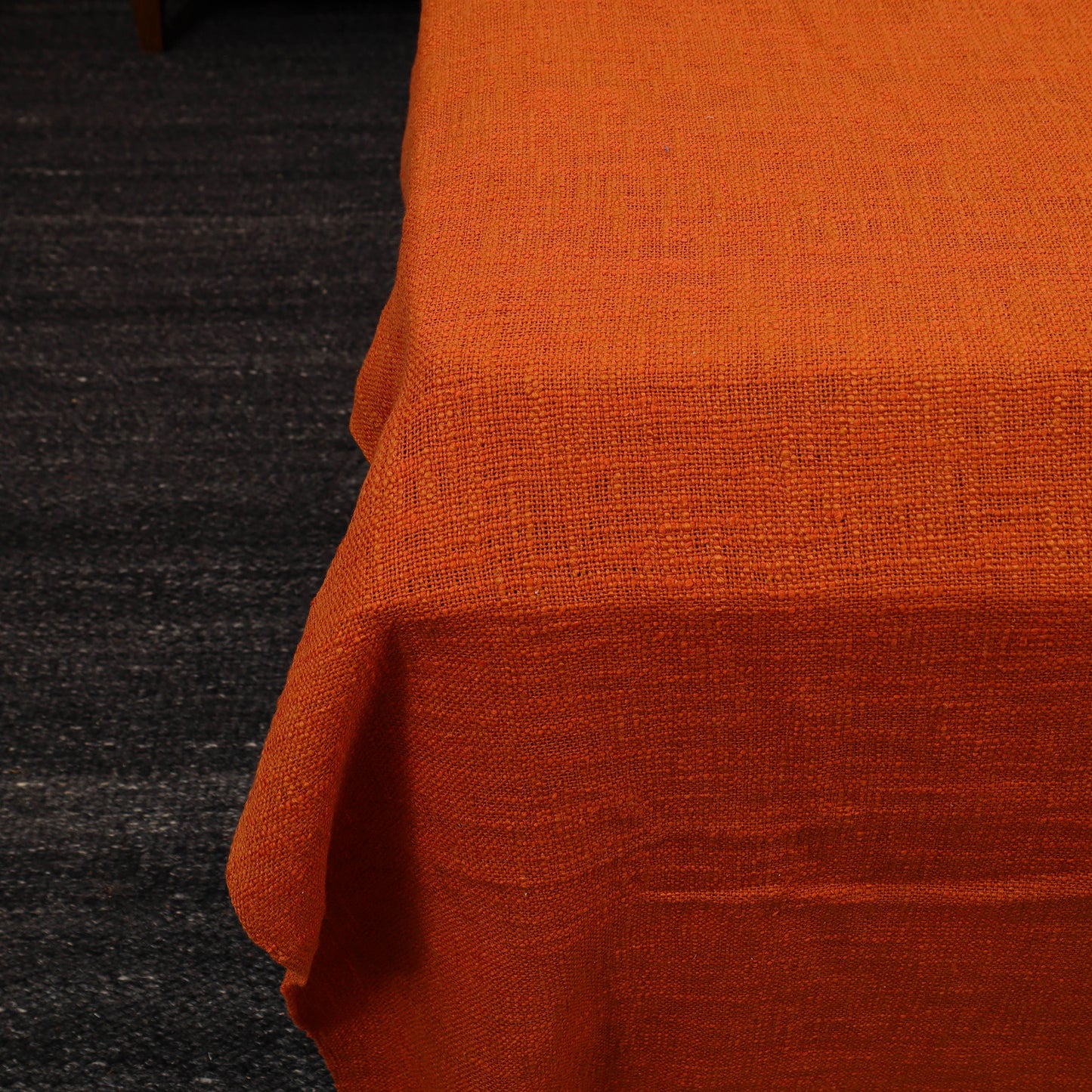 Dark Orange - Pure Handloom Cotton Double Bed Cover from Bijnor 28