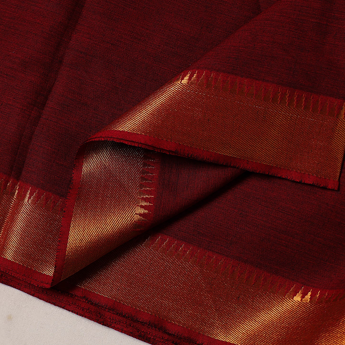 Maroon - Mangalagiri Cotton Fabric with Zari Border 04