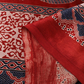 Red Natural Dyed Mashru Silk Ajrakh Print Fabric