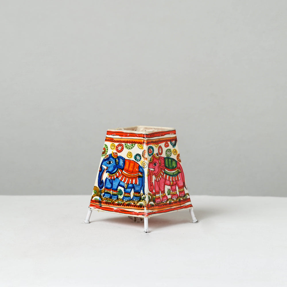 Handpainted Tholu Bommalata Leather Table Lamp (Small) 37