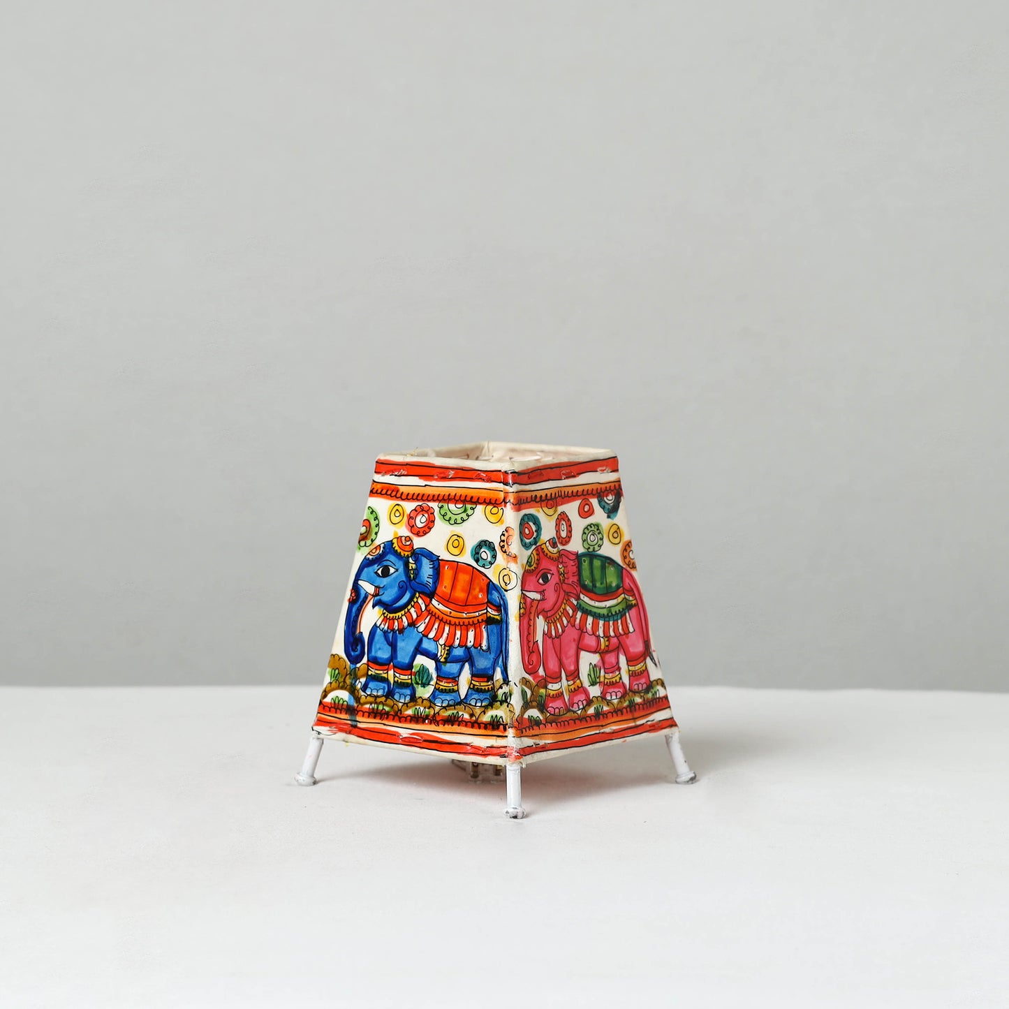 Handpainted Tholu Bommalata Leather Table Lamp (Small) 37