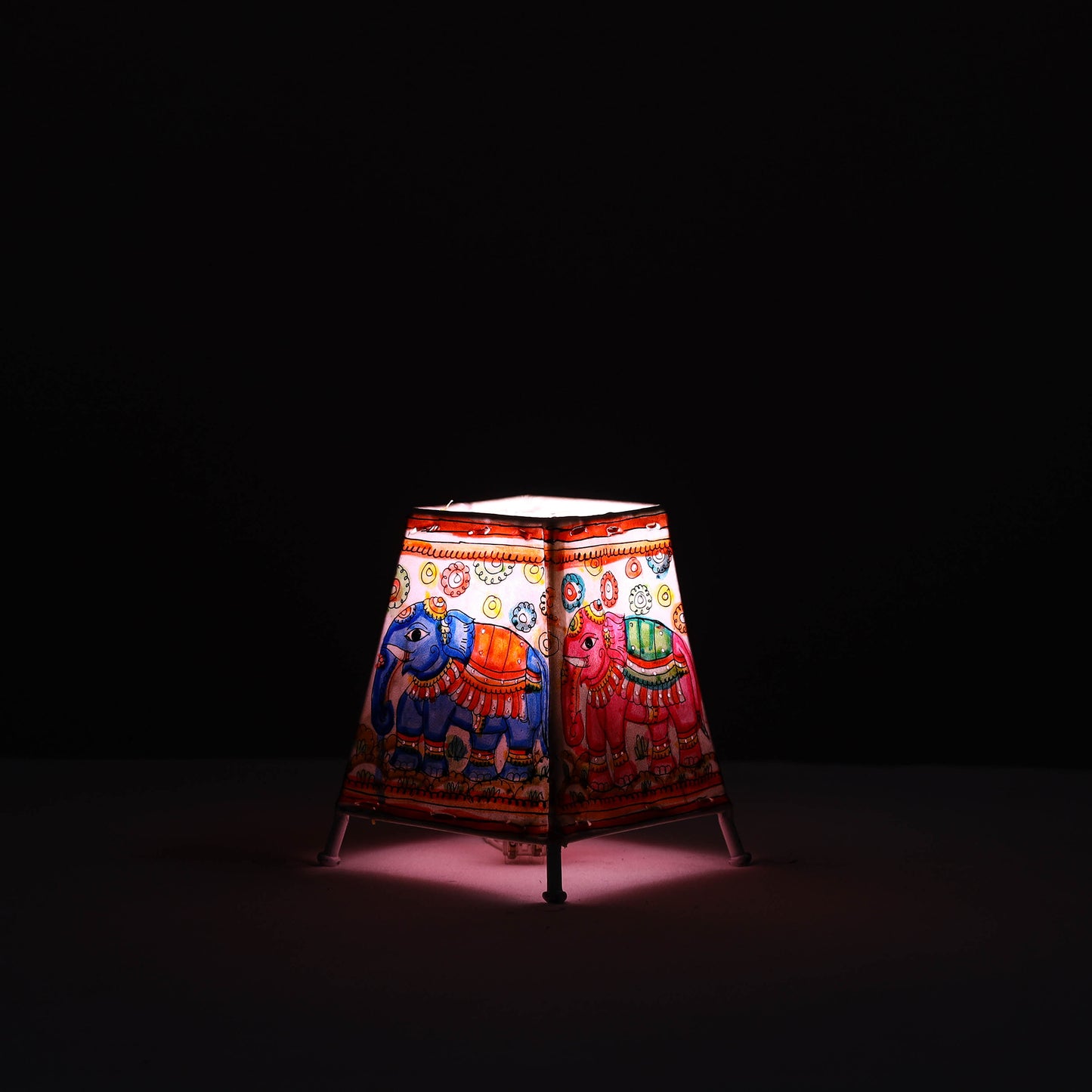 Handpainted Tholu Bommalata Leather Table Lamp (Small) 37