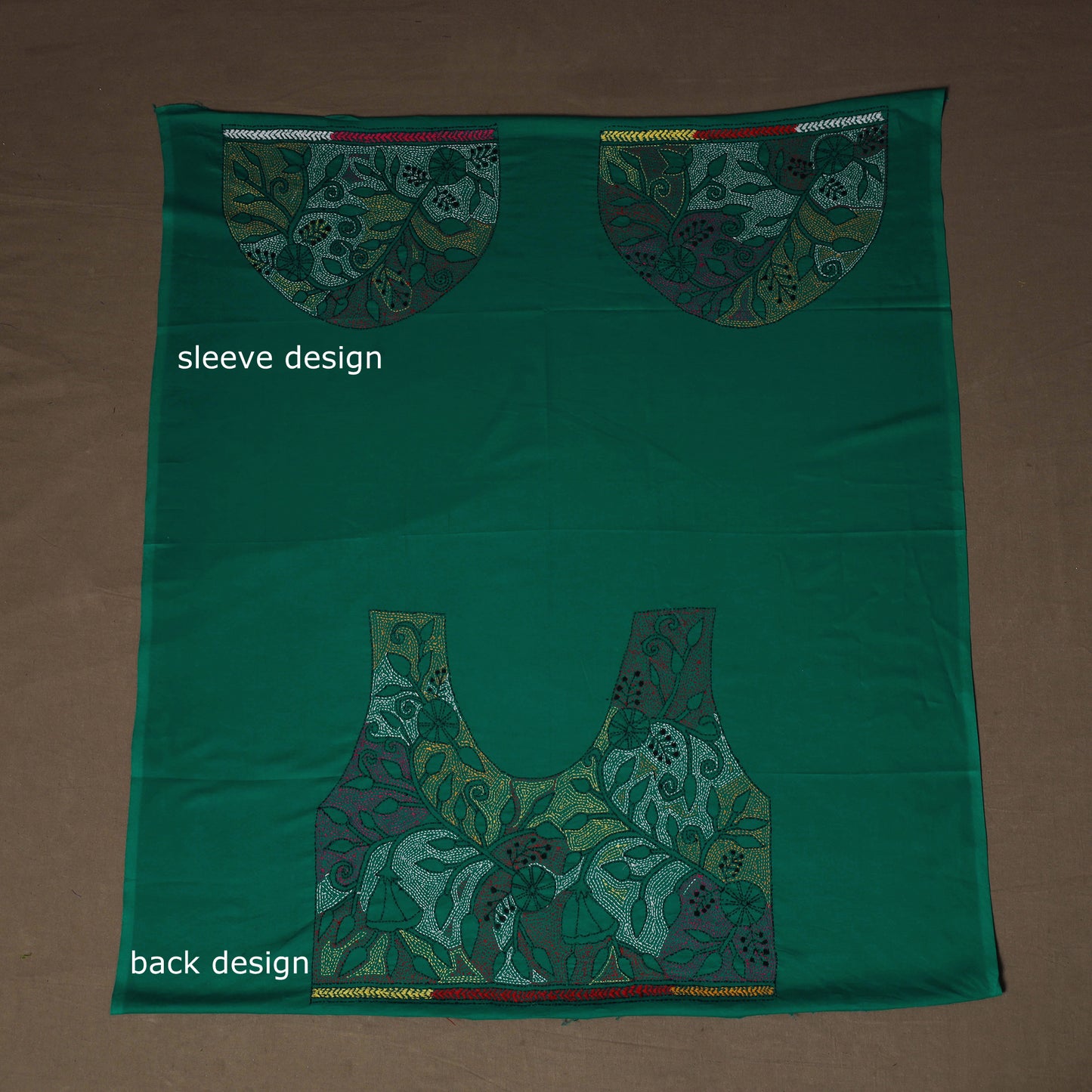 Bengal Kantha Hand Embroidered Cotton Blouse Piece 73