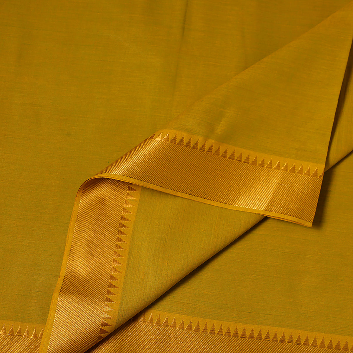 Yellow - Mangalagiri Cotton Fabric with Zari Border 06