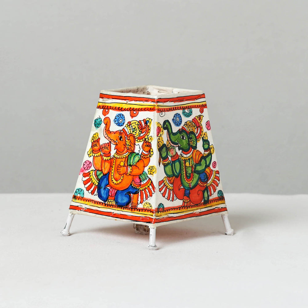 Handpainted Tholu Bommalata Leather Table Lamp (Small) 40