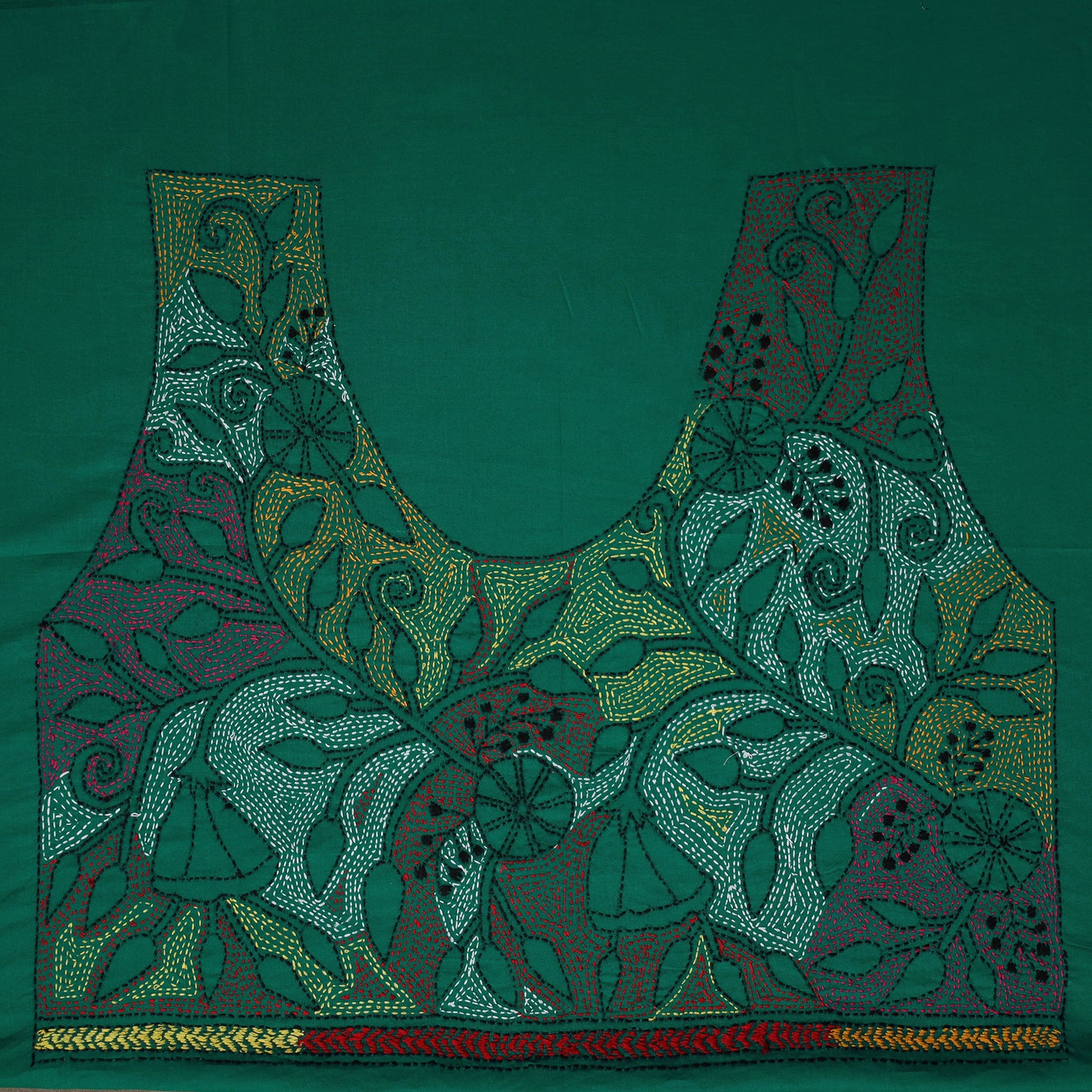 Bengal Kantha Hand Embroidered Cotton Blouse Piece 73
