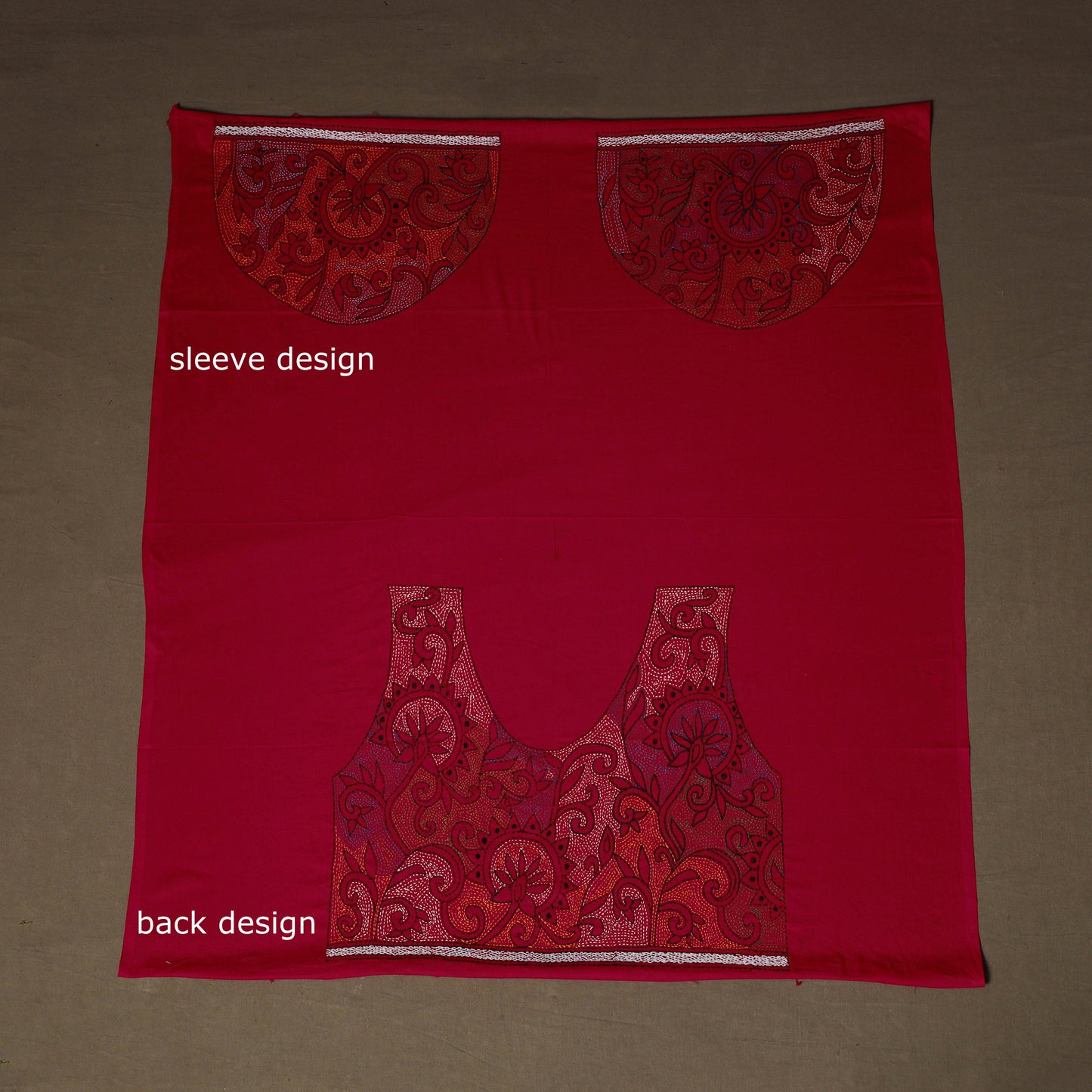 Bengal Kantha Hand Embroidered Cotton Blouse Piece 72