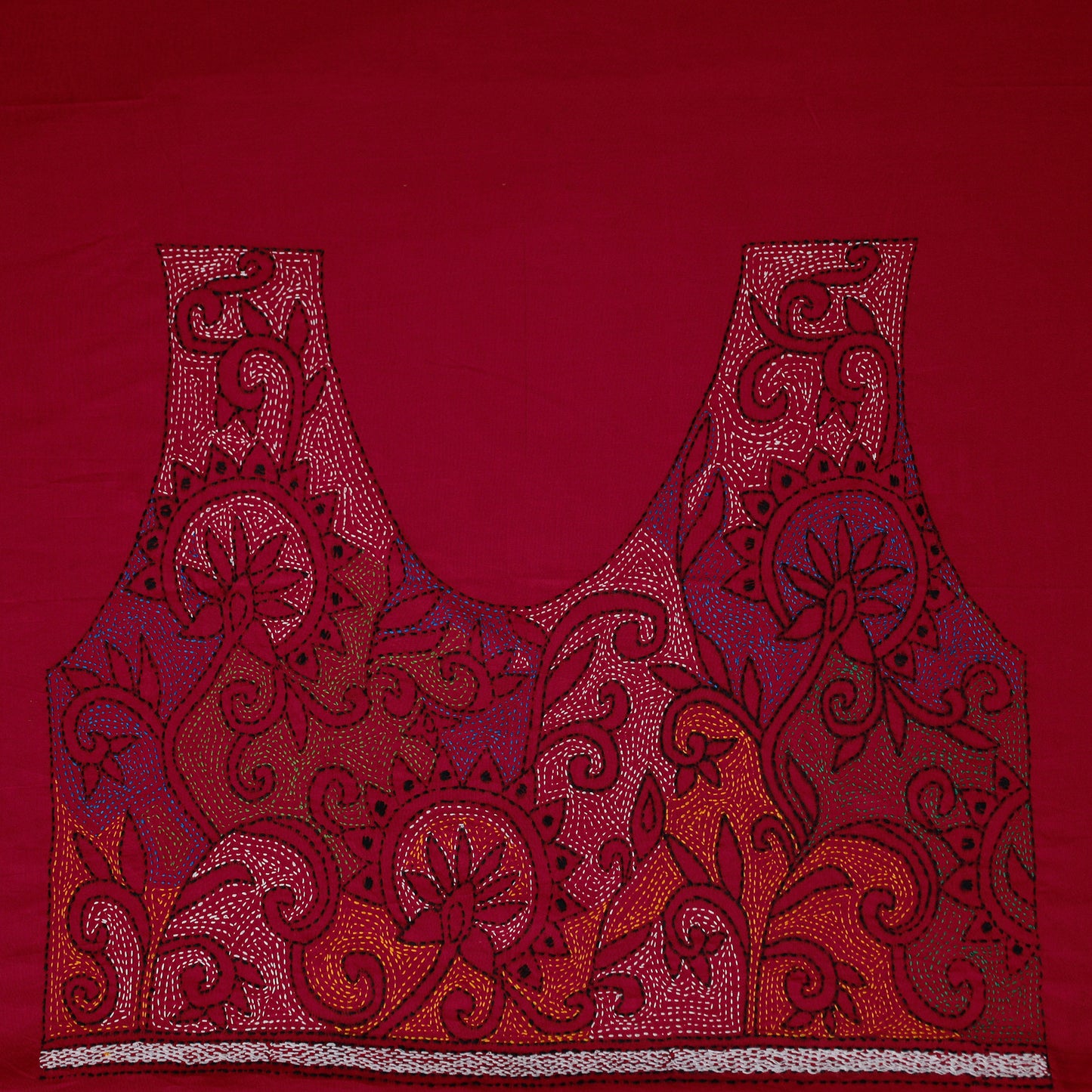 Bengal Kantha Hand Embroidered Cotton Blouse Piece 72