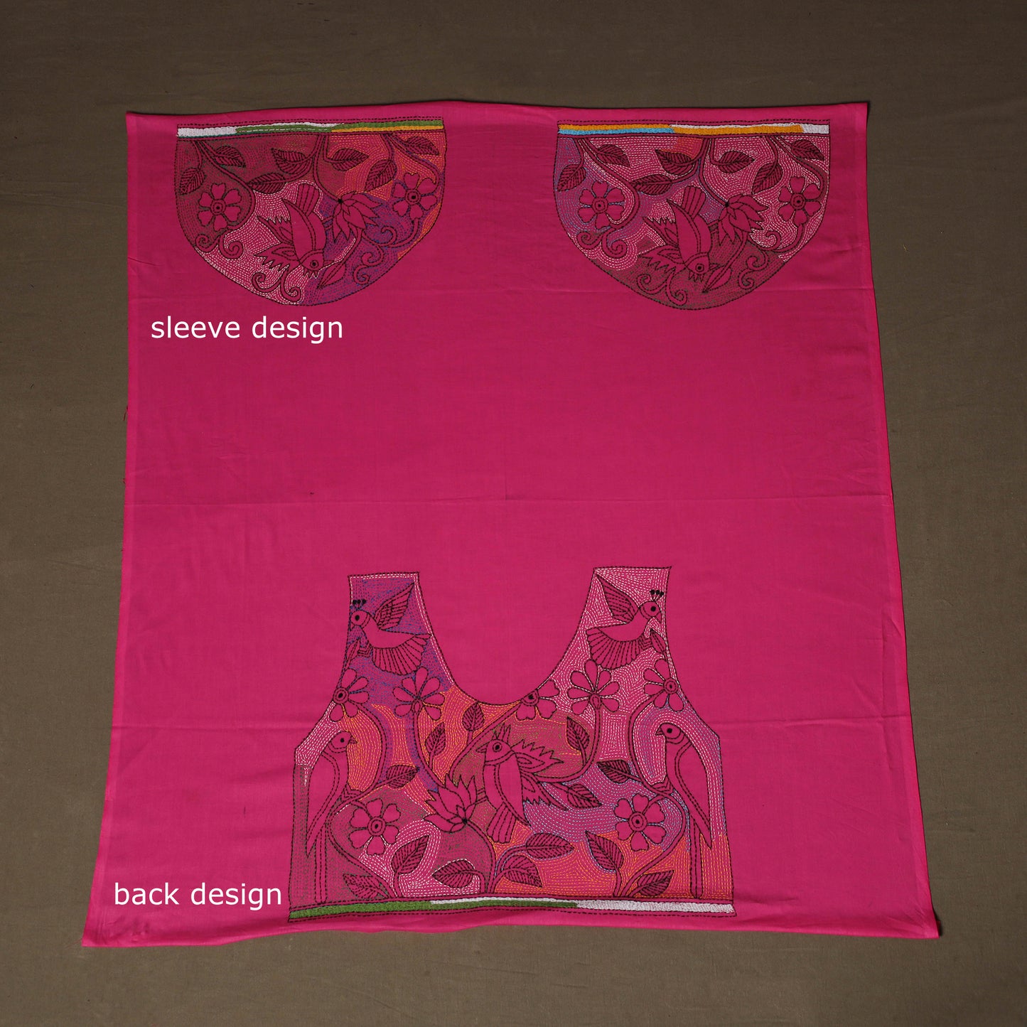 Bengal Kantha Hand Embroidered Cotton Blouse Piece 71