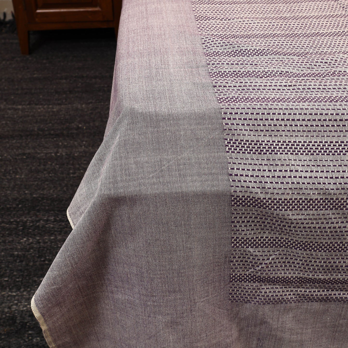 Grey - Pure Handloom Cotton Double Bed Cover from Bijnor 42