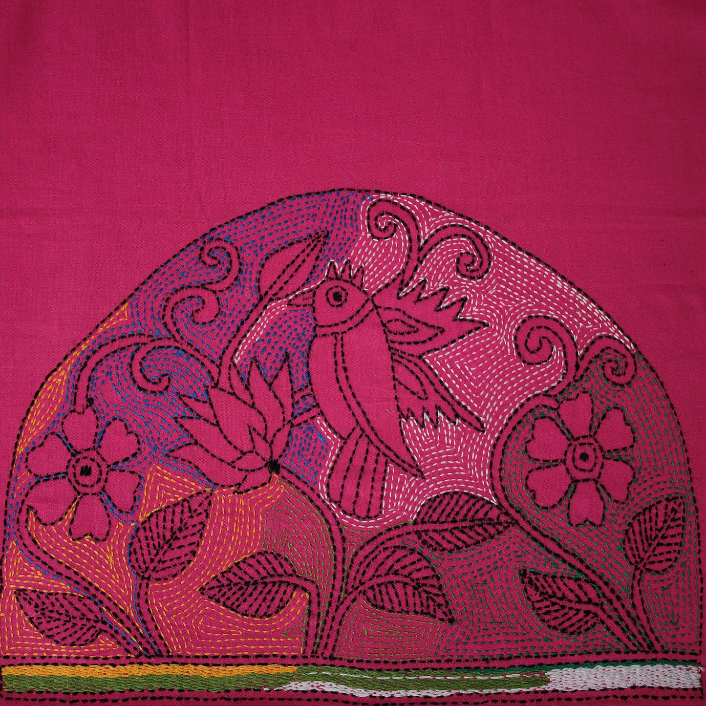 Bengal Kantha Hand Embroidered Cotton Blouse Piece 71