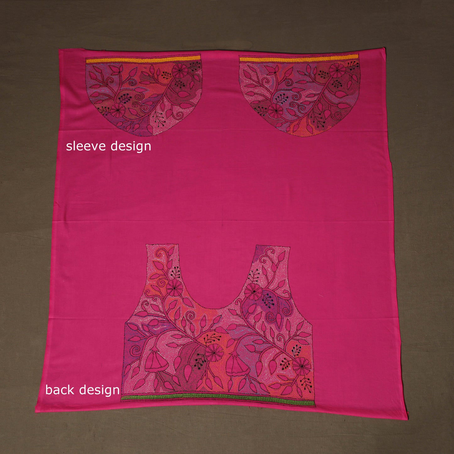 Bengal Kantha Hand Embroidered Cotton Blouse Piece 70