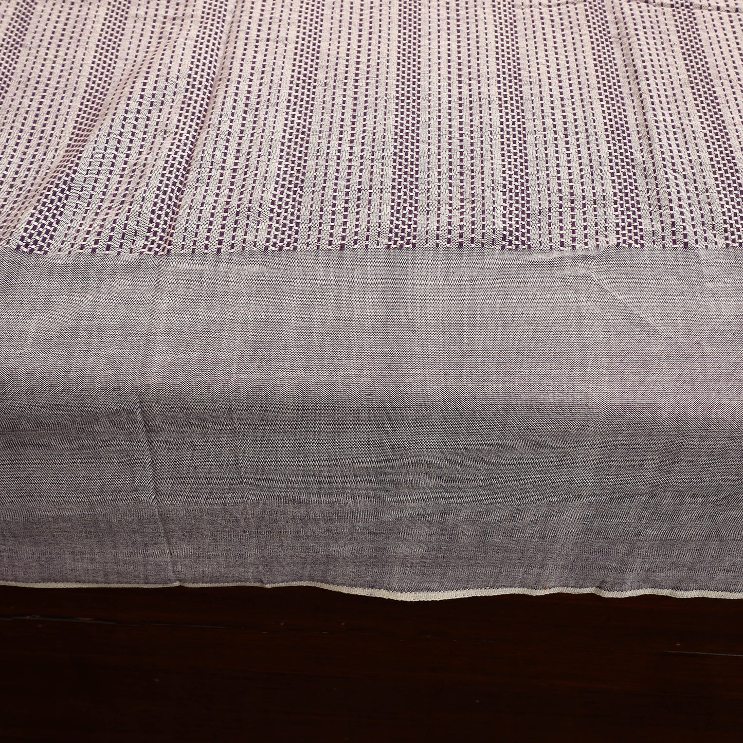 Grey - Pure Handloom Cotton Double Bed Cover from Bijnor 42