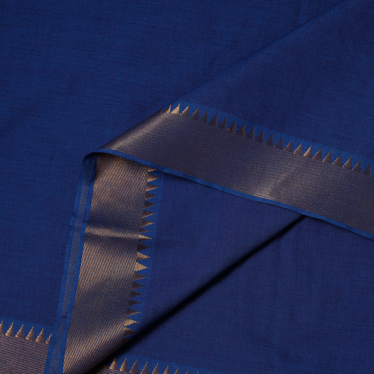 Blue - Mangalagiri Cotton Fabric with Zari Border 07