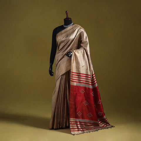 Handloom Tussar Silk Zari Border Bhagalpuri Saree 17