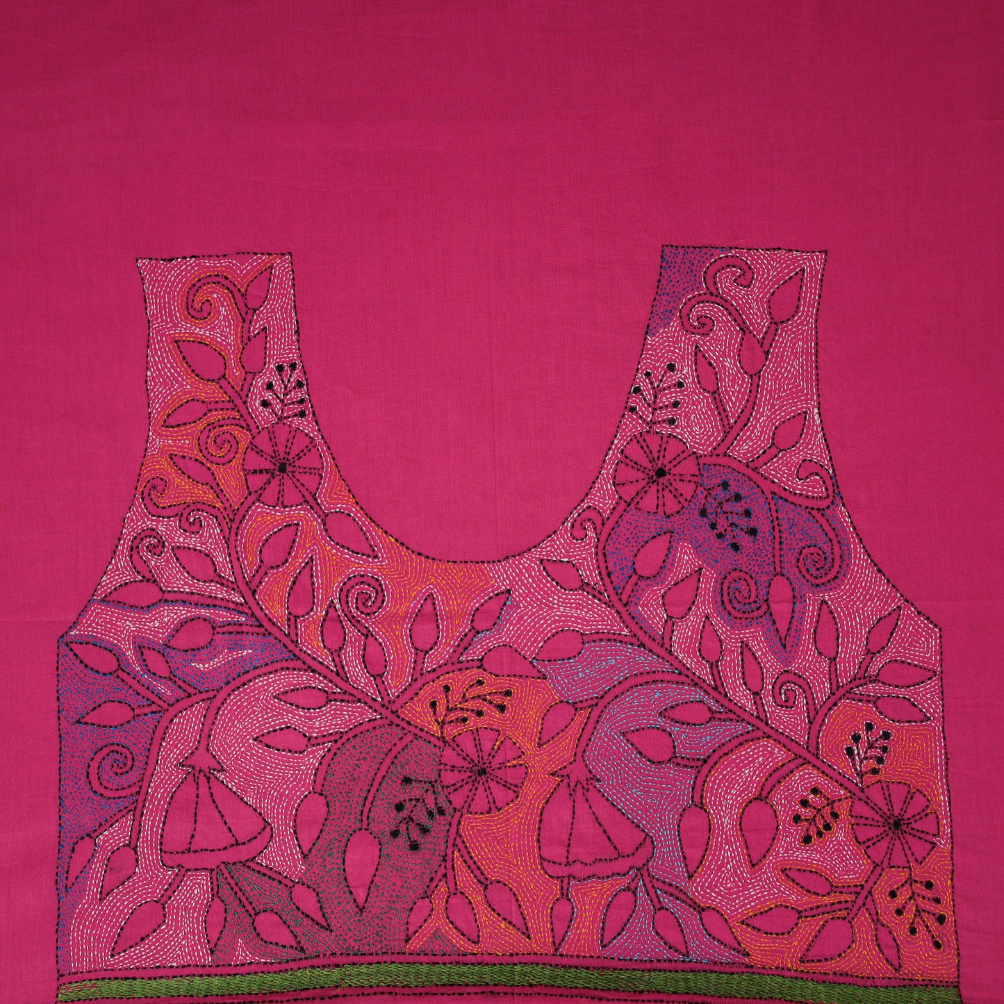Bengal Kantha Hand Embroidered Cotton Blouse Piece 70